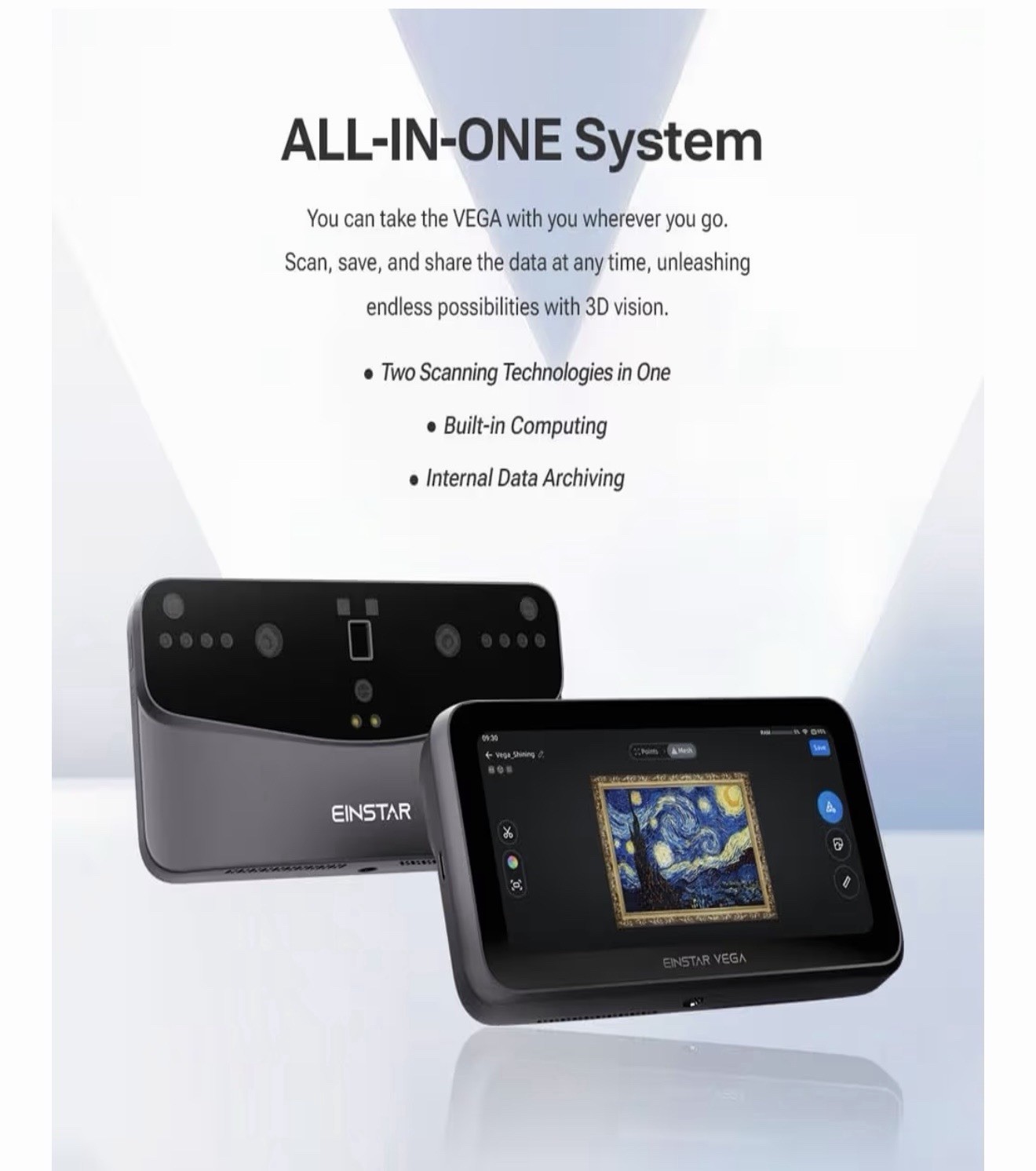 EINSTAR VEGA All-in-One Portable 3D Scanner 2K Built-in Computing, Archiving