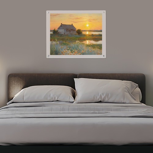 16" x 20" Clear Acrylic Picture Frame Wall Mount Floating Frameless Double Panel
