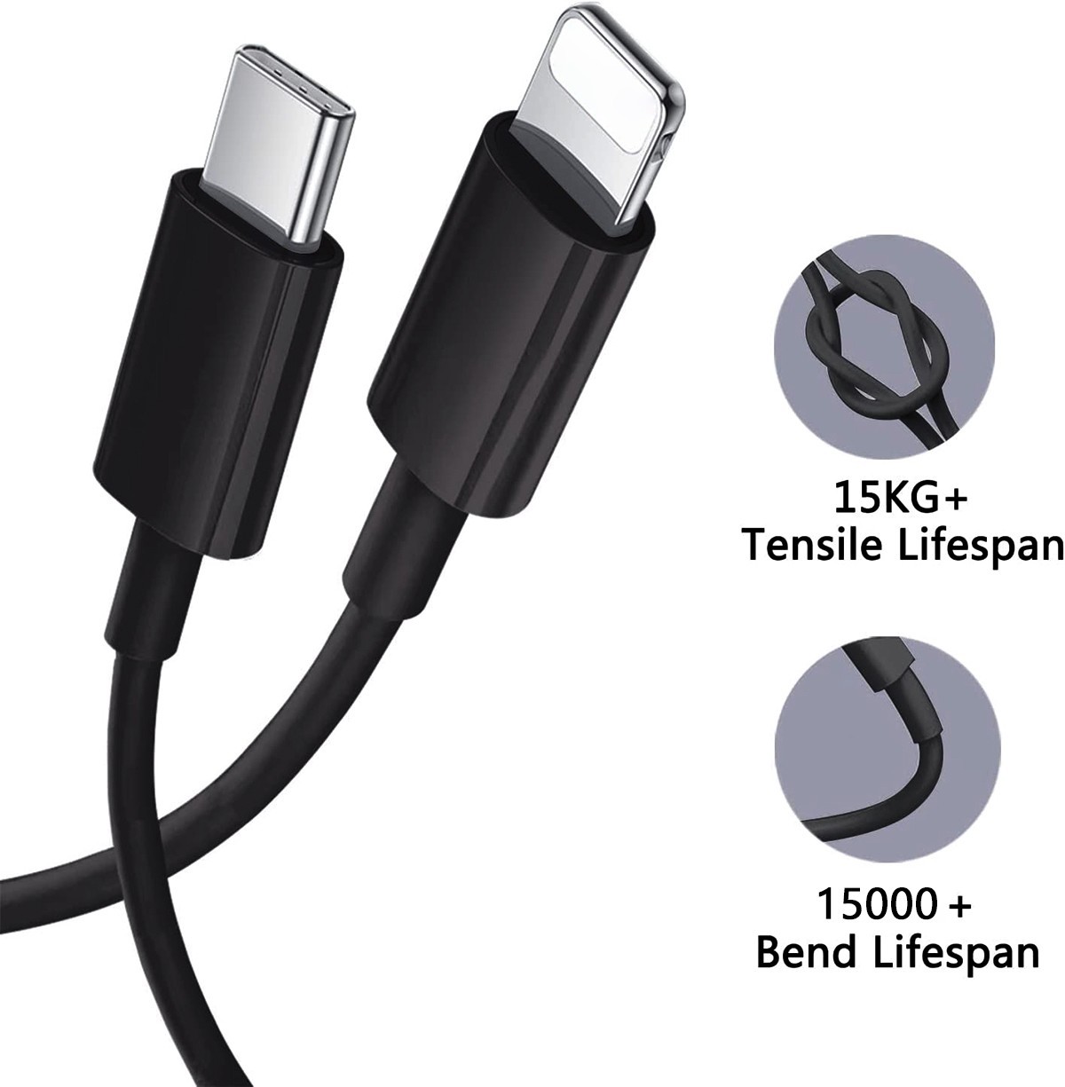 2x For iPhone For iPad 1/2/3/4 Type-C to Apple Fast Charging Data Sync Cable