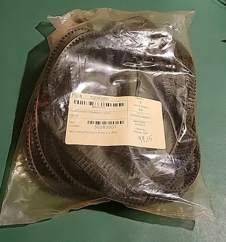 Universal Instruments 50583001 Belt, Timing 5mm P X 9mm W X 450t New Open Box
