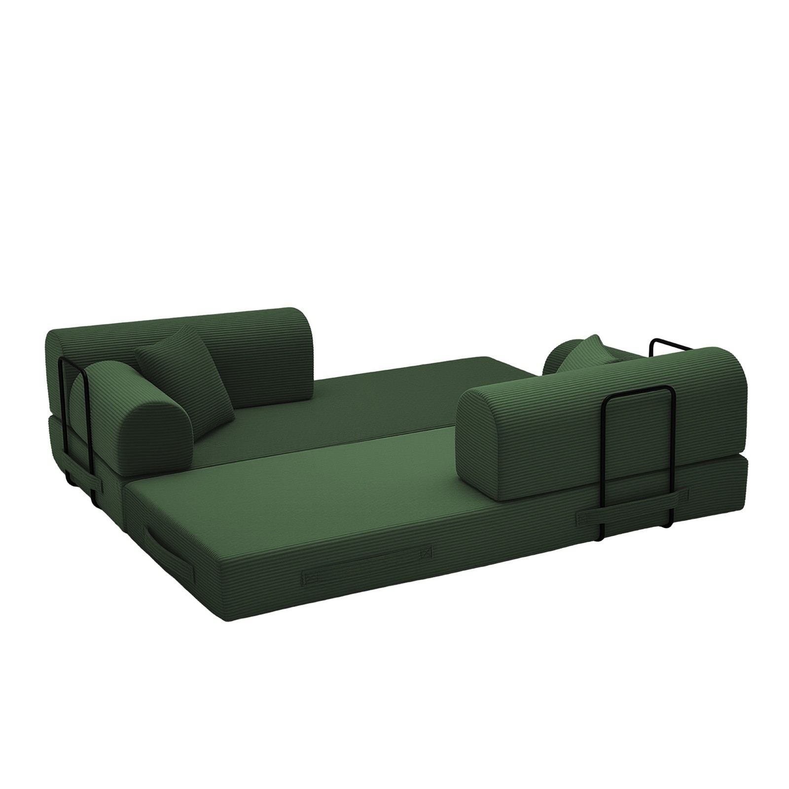 Convertible Sleeper Sofa Bed, Corduroy Folding Couch, Dark Green
