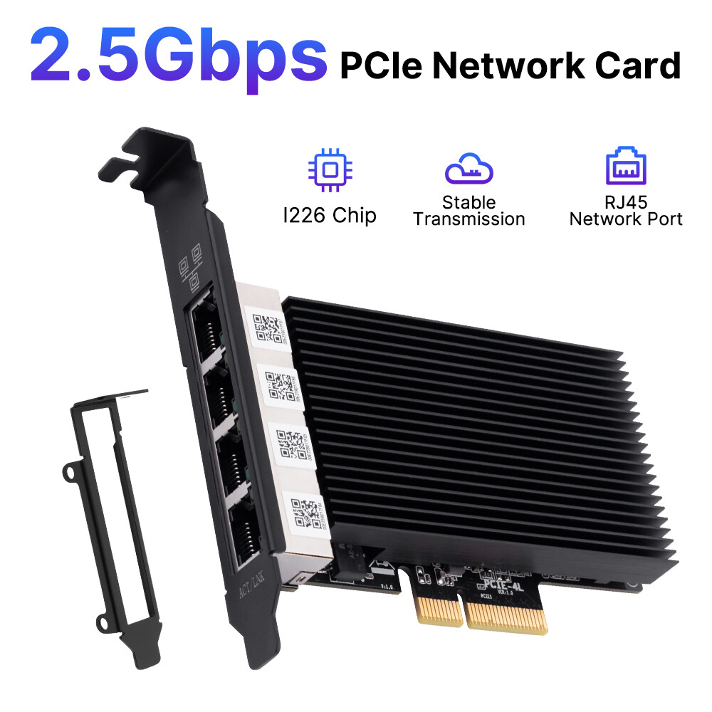 2.5G RJ45 Four Ports Gigabit Ethernet Card Intel I226 Gaming PCIE Adapter Server