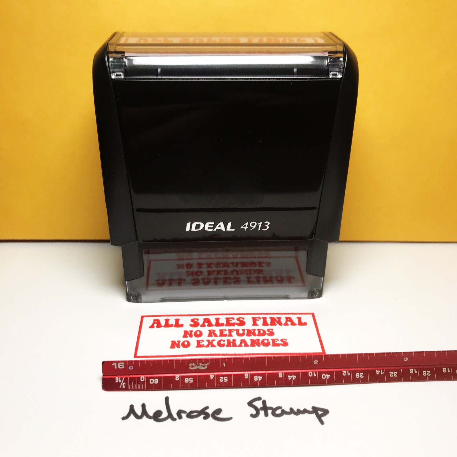 All Sales Final No Refunds No Exchanges Rubber Stamp Red Ink Self Inking