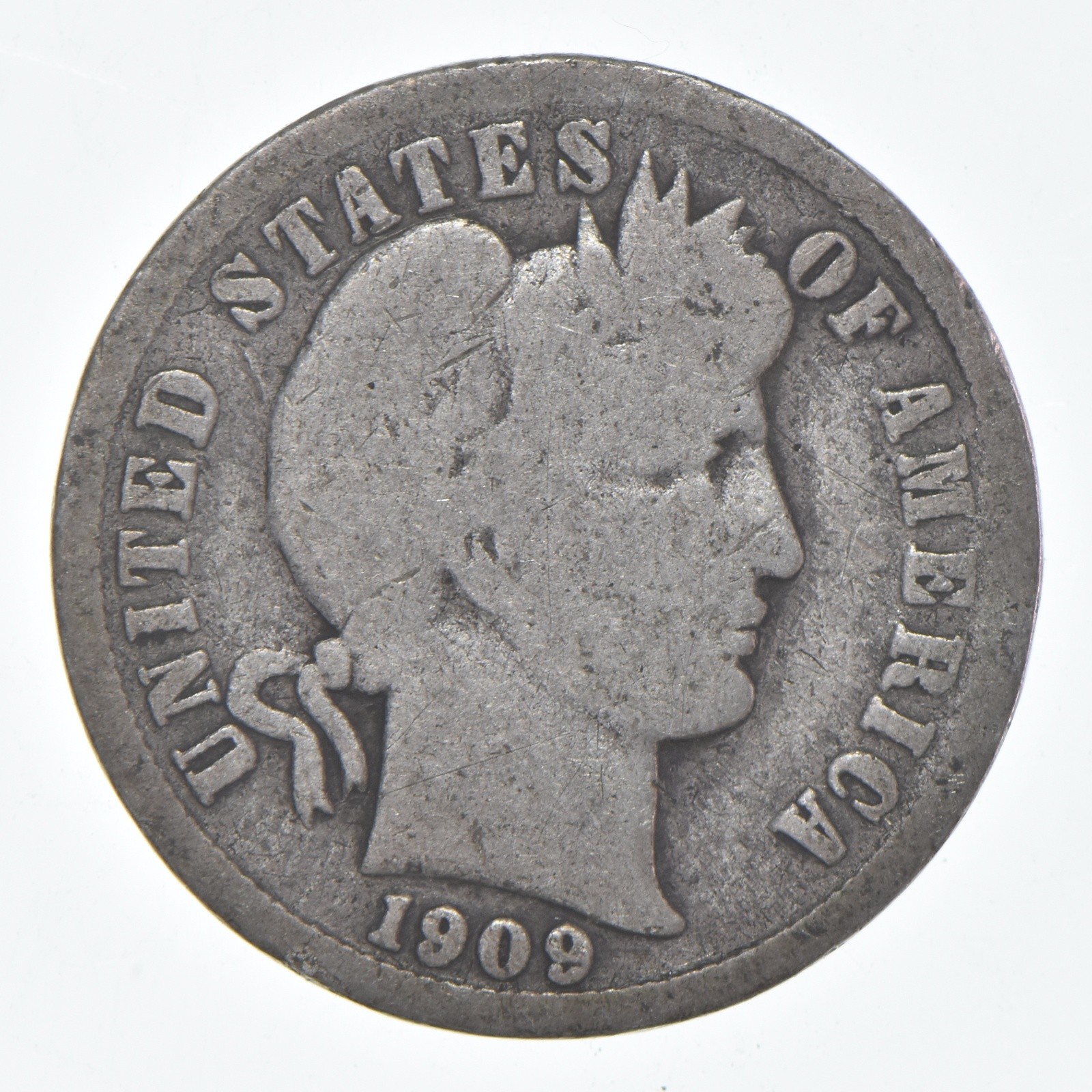 1909-D Barber Dime 90% Silver Average Circ