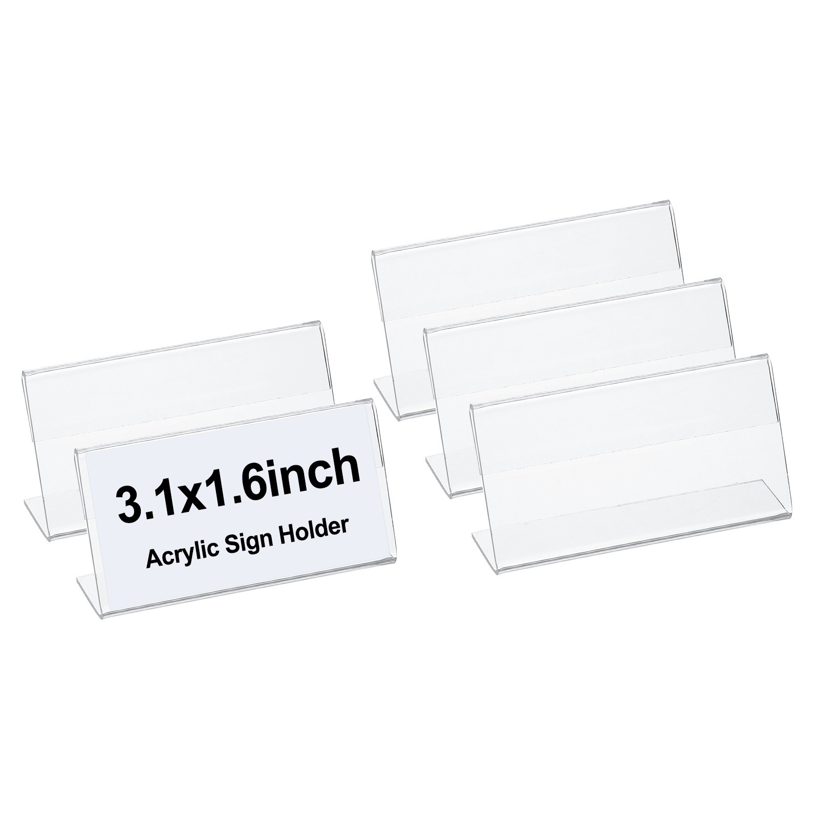 Acrylic Sign Holder, 3.1x1.6inch 5Pack l Shape Plastic Paper Display Stand