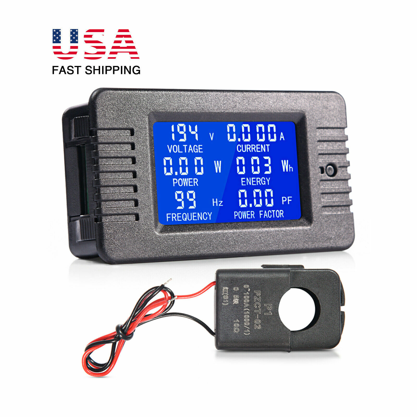 100A AC Volt Meter Ammeter Energy Voltage Power LCD Display Monitor Panel Kit US