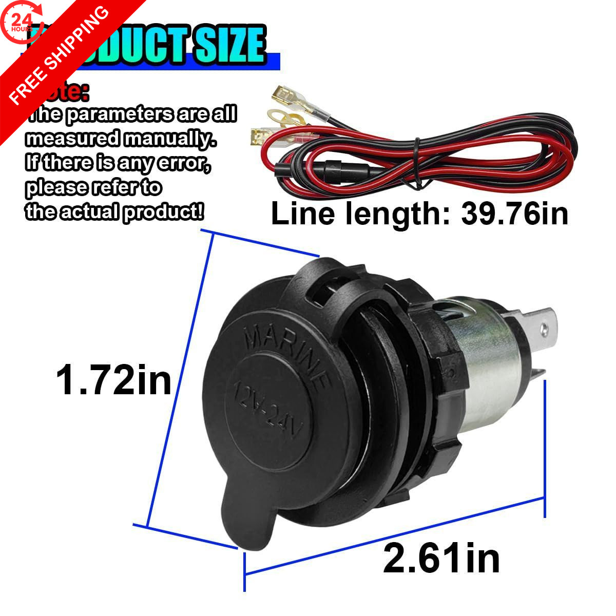 Cigarette Lighter Socket, DC 12V Car Power Outlet Socket Replacement, 1PC