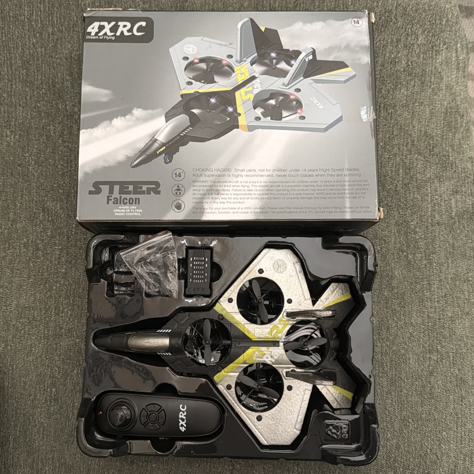 Steer Falcon 4XRC Flying Radio/Remote Control Flying Aircraft Opened Box Grey
