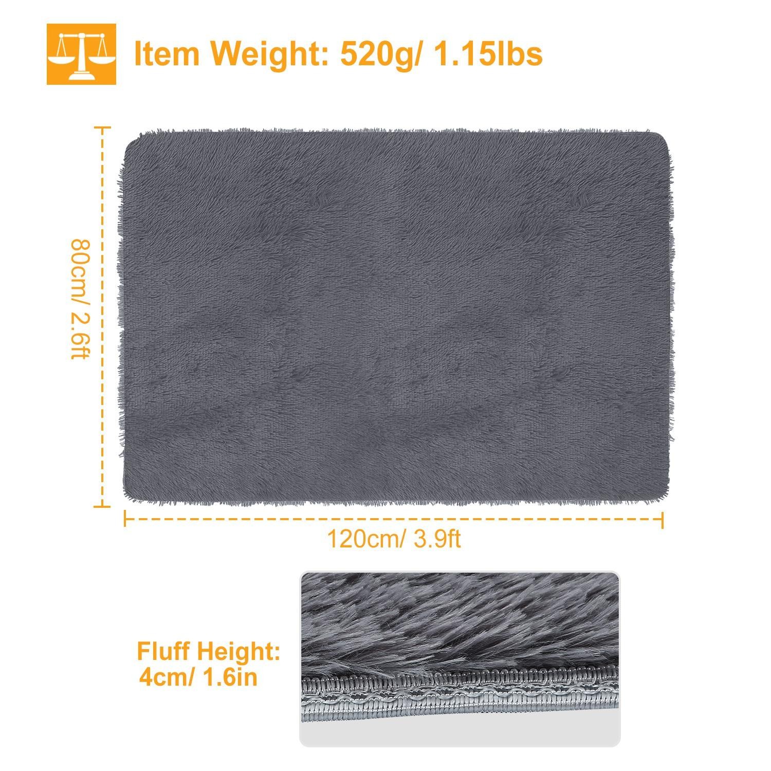 Fluffy Bedroom Rug 4’ x 2.6’ Anti-Skid Shaggy Area Rug Decorative Floor Carpet