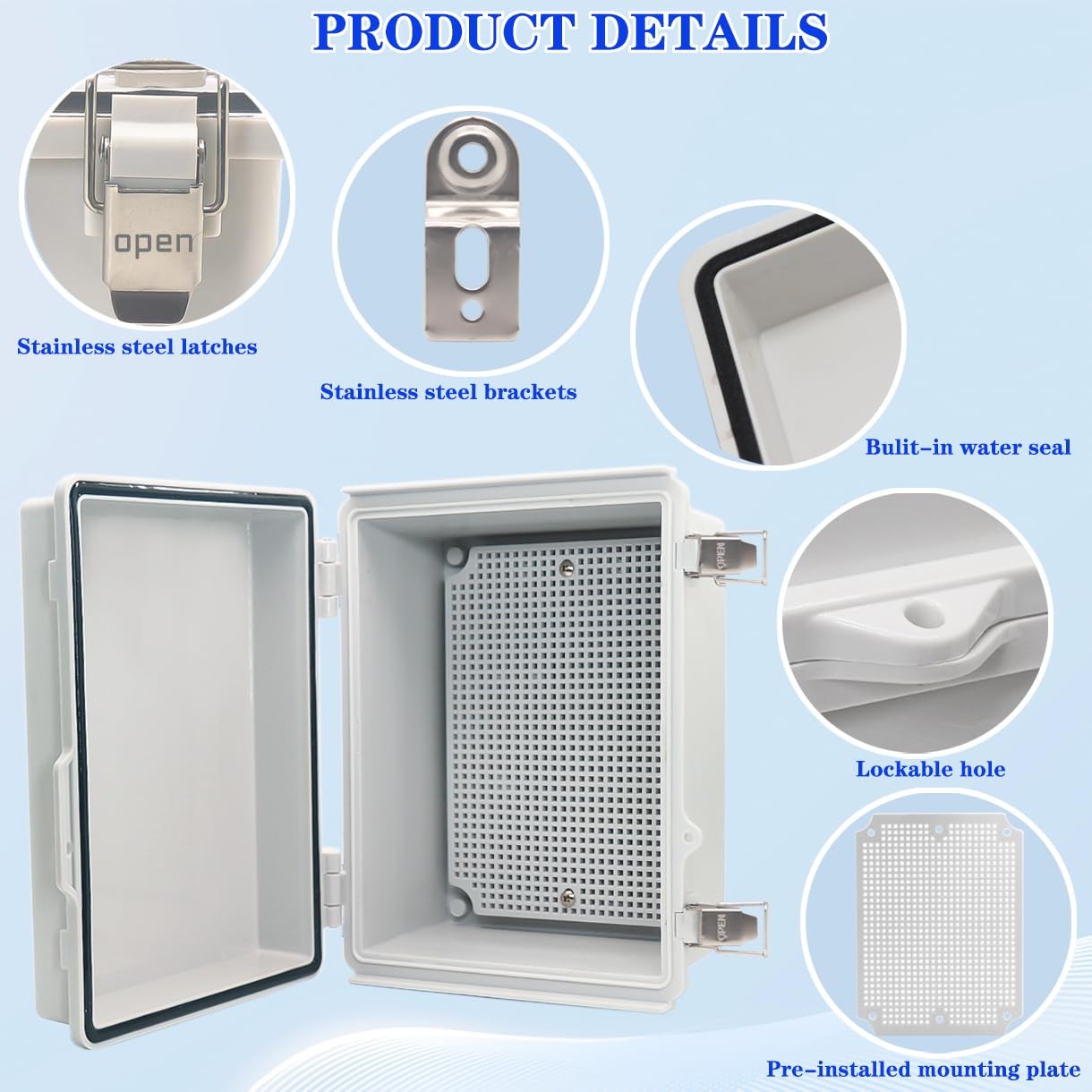 YETLEBOX Outdoor Waterproof Electrical Box 8.66" x 6.69" x 4.33", Grey