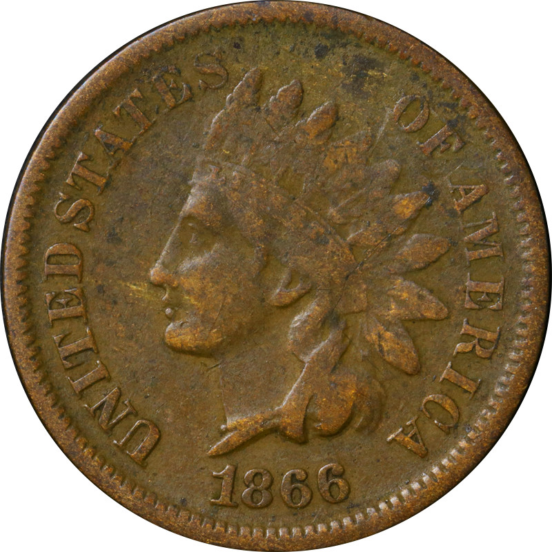 1866 Indian Cent - Neat Die Break Reverse Great Deals From The Executive Coin Co
