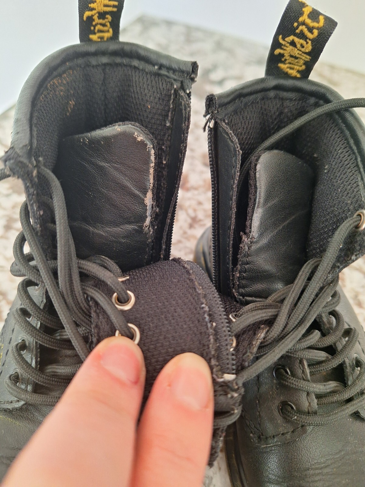 Kids Doc Martens Size 8 Black Combat Boots Side Zip