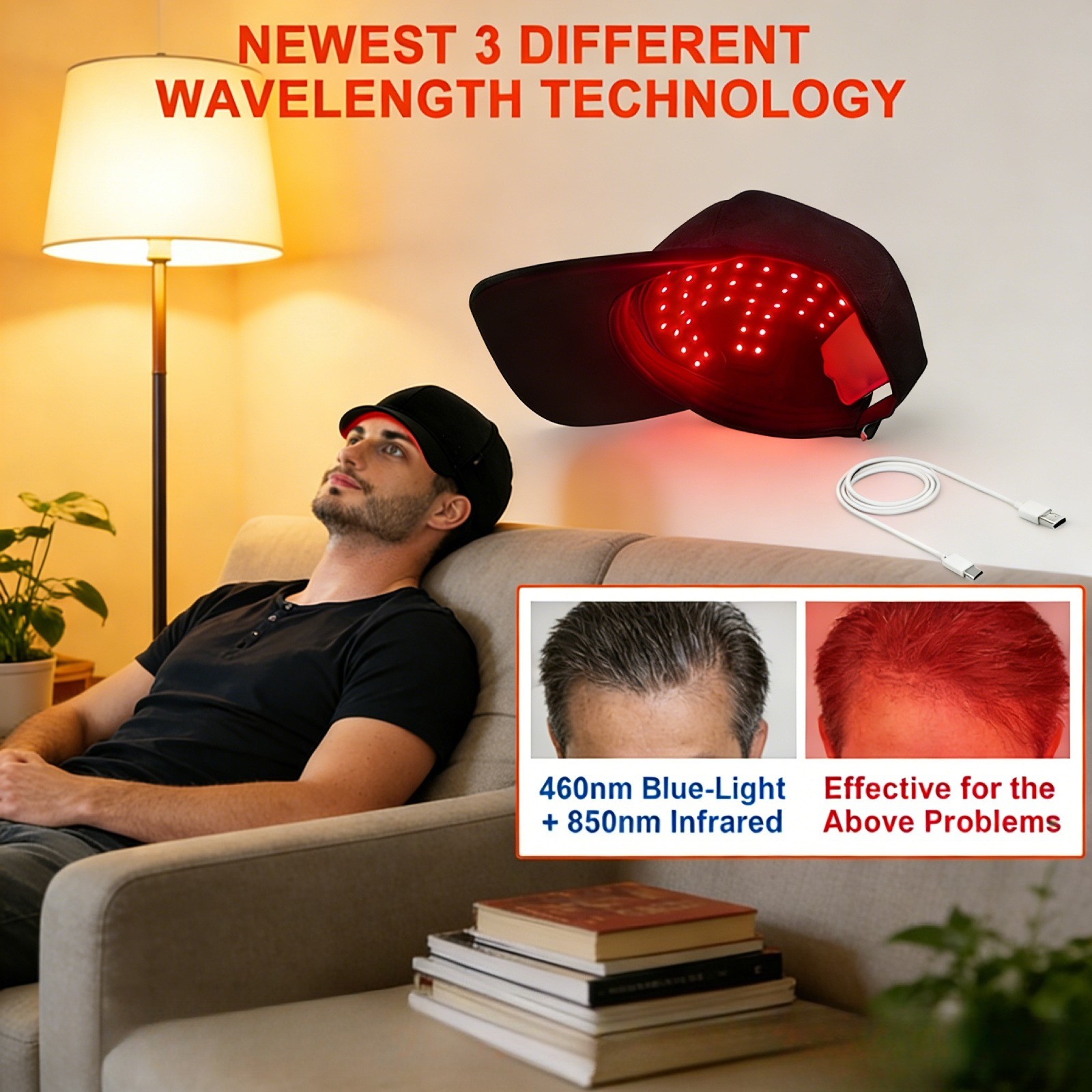 Red Light Hair Growth Cap - LED Anti-Hair Loss Therapy Device for Hair Regrowth