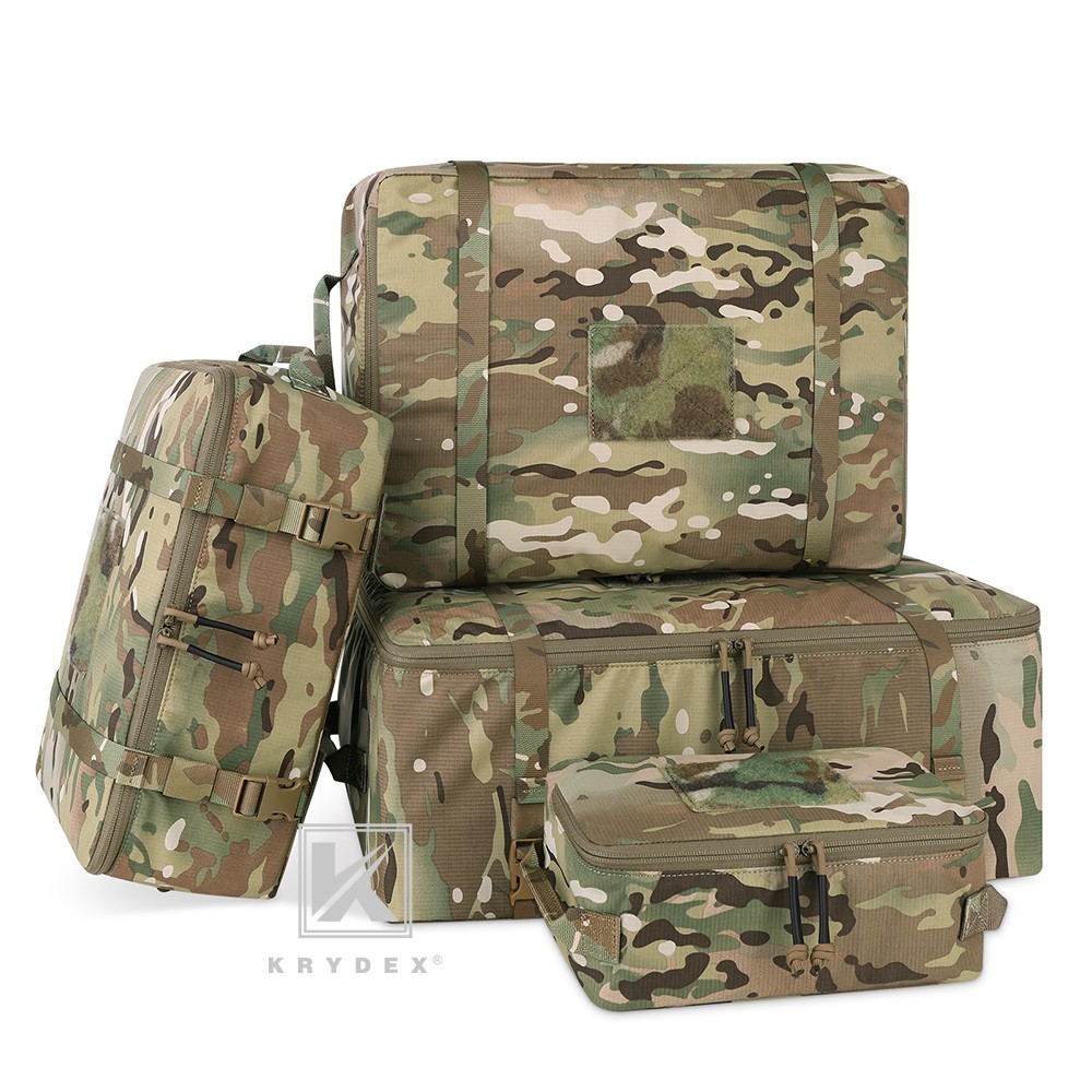KRYDEX Tactical 4pcs Modular Pouch Set Outdoor Backpack Organizer Travel Pack MC