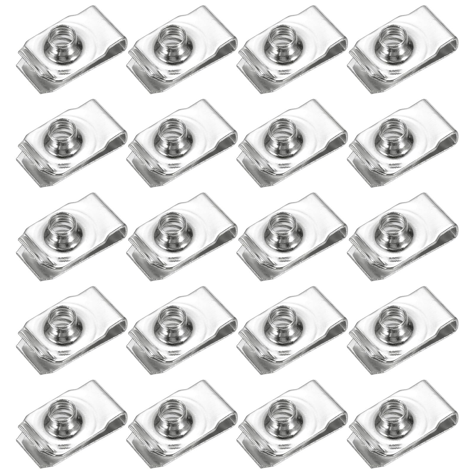 U-Style Clip-On Nut, 20 Pack M6-1 Regular Extruded U-Nut U-Type Fasteners Har