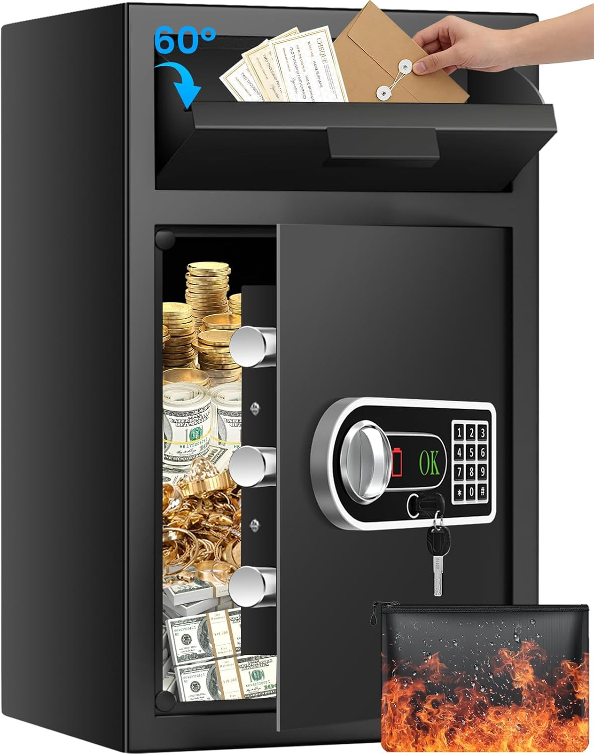 Large 4.5 Cuft Drop Safe with Digital Lock & Quick Deposit for Business