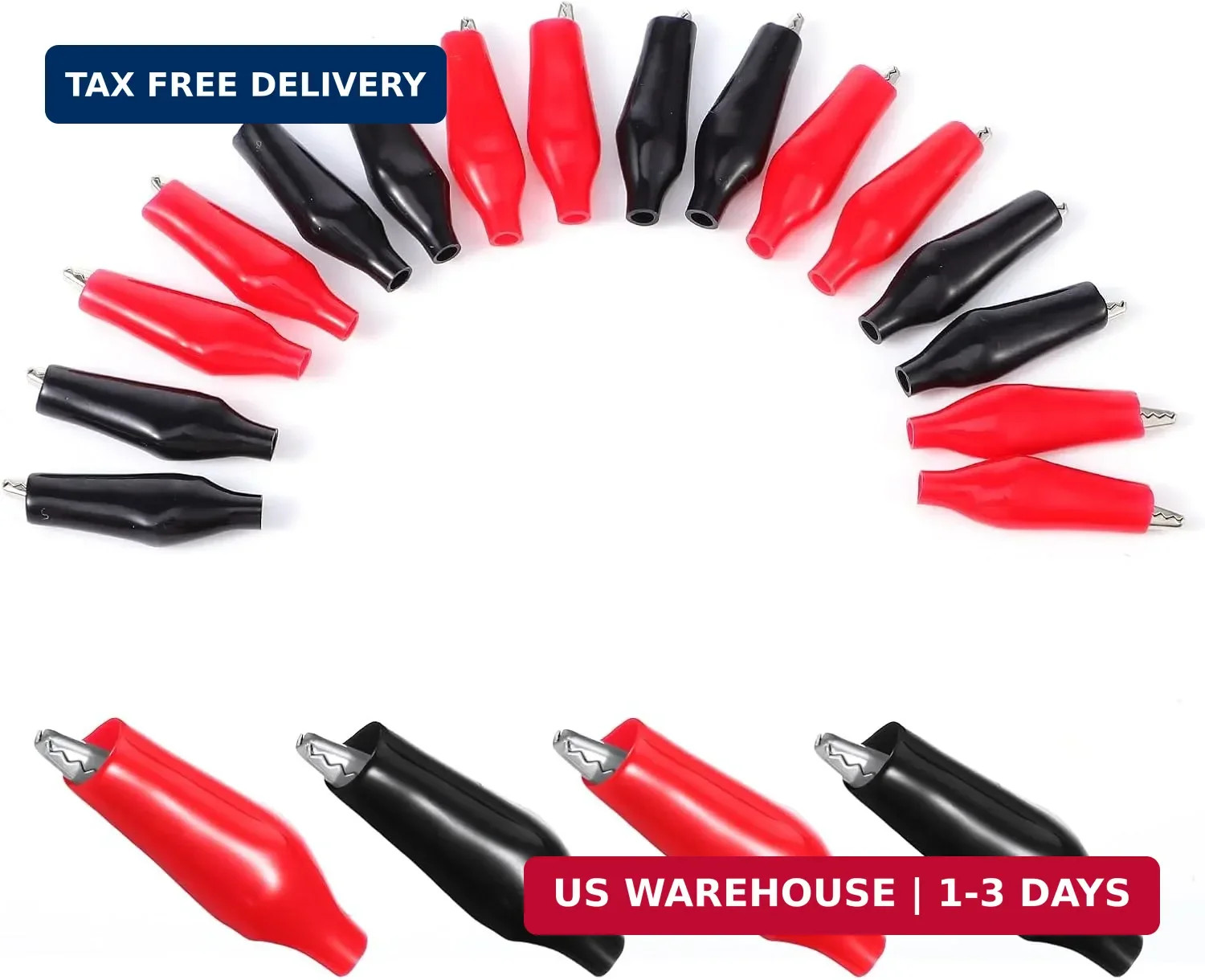 20 PCS Insulated Alligator Clips, Red and Black Alligator Clips Electrical Batte