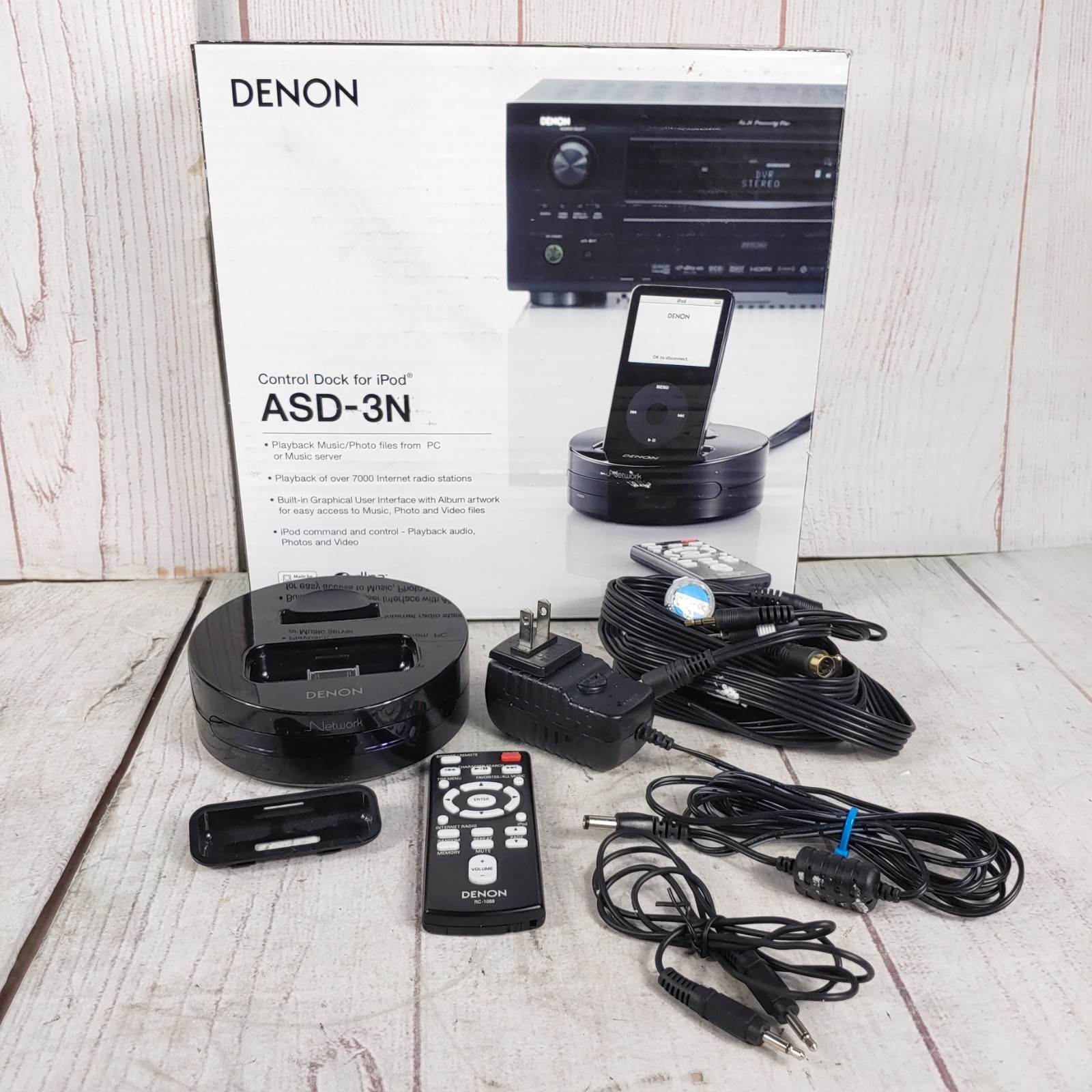 Denon ASD-3N - WiFi iPod Control Dock + REMOTE - Network Audio DLNA w/Box TESTED