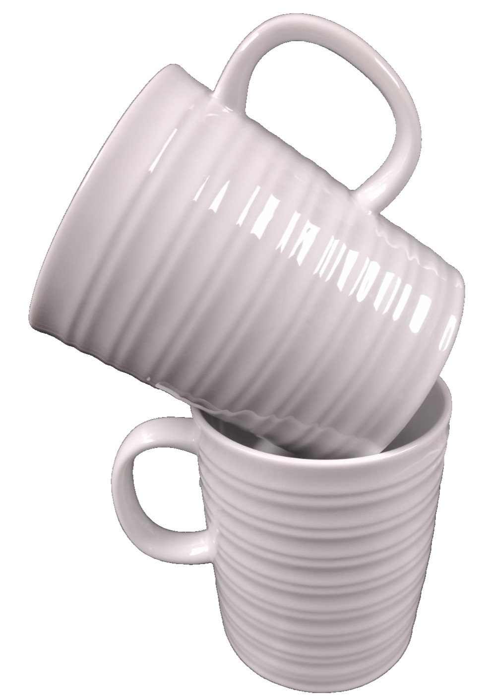 Pair of Better Homes & Garden Ceramic 3D 16oz White Coffee Mugs