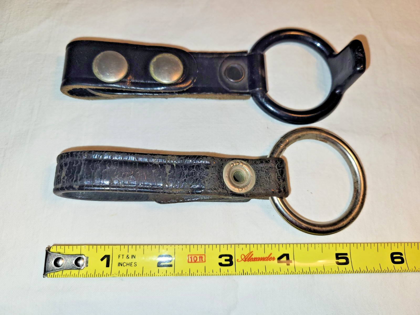 2 Tactical LEATHER Duty Belt Flashlight Ring Holders Maglite C Cell Flashlight