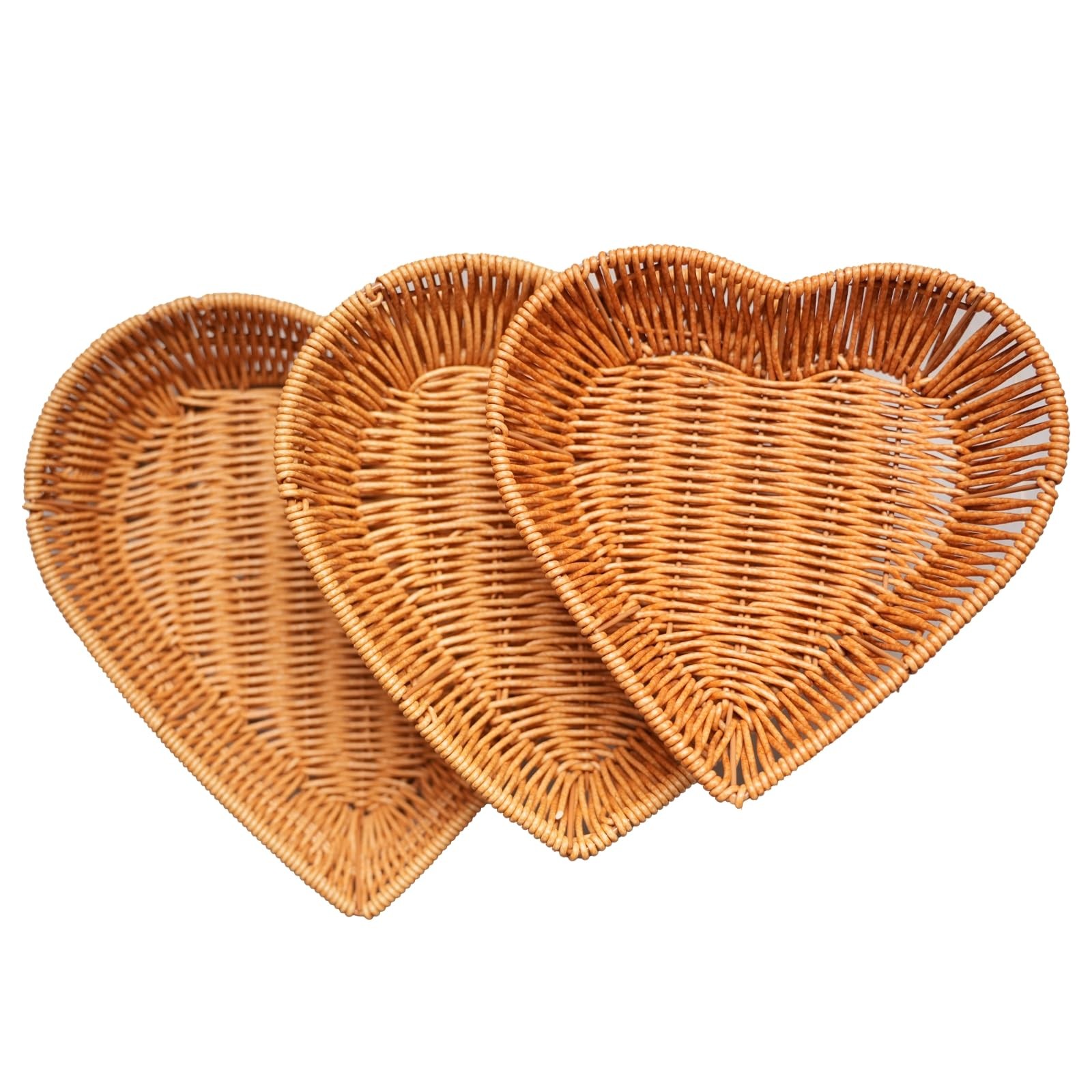 3-Pack Heart Shaped Picnic Basket Set - Woven Dining & Fruit Baskets, Family ...