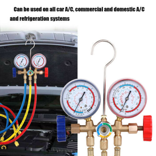 A/C AC 3-Way Car Air Conditioner  Diagnostic Recharge Measuring Kits Hose Gauge