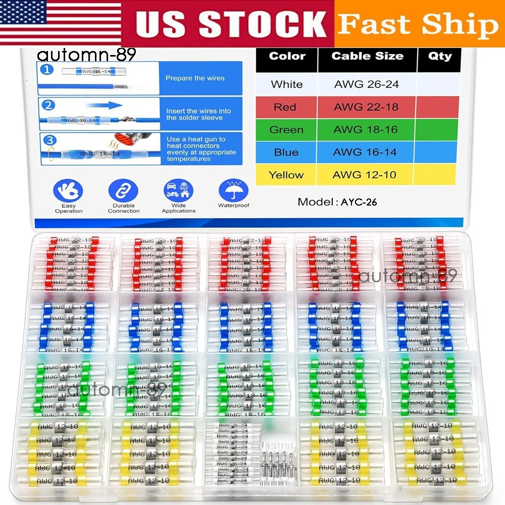 500/160 Waterproof Solder Stick Seal Sleeve Heat Shrink Butt Wire Connectors Kit