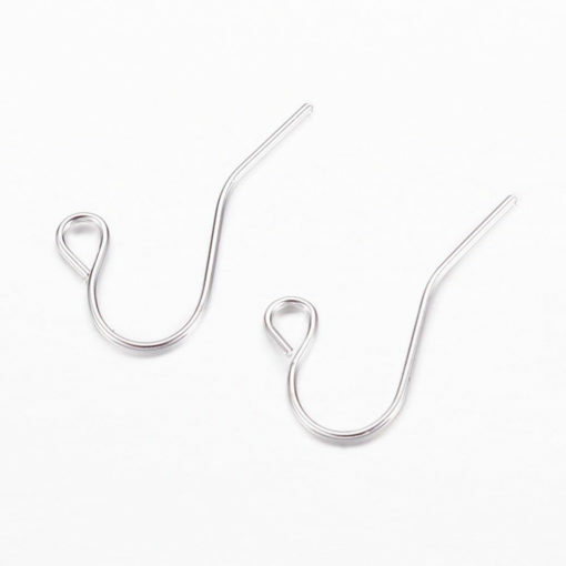 100 pcs Silver Plated Earring Hooks with Loop Hole – 17mm x 12mm  Hole Size: 2mm