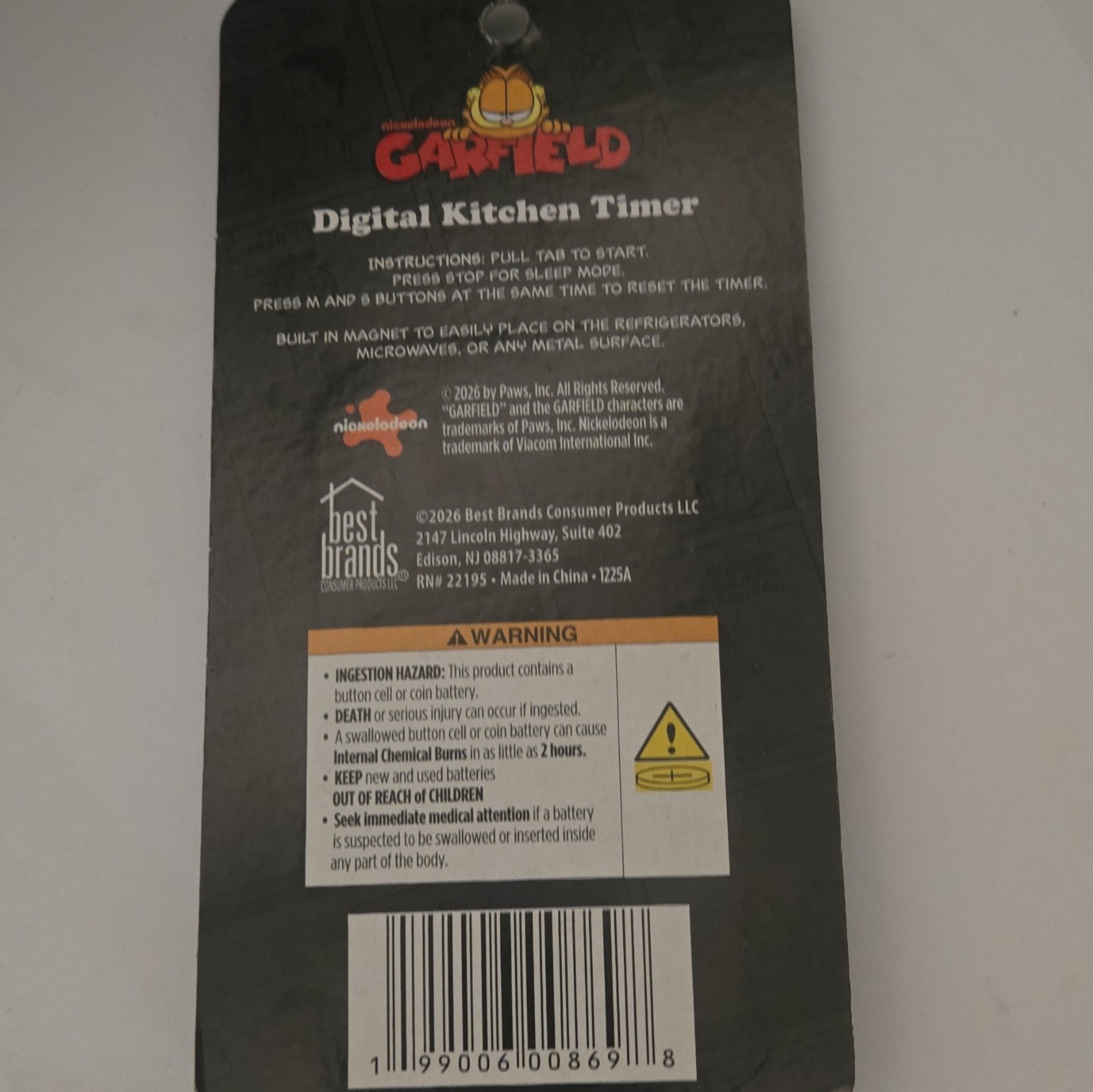 Best Brands Nickelodeon Garfield Digital Magnetic Kitchen Timer Orange Plastic