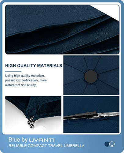Compact Travel Umbrella Windproof Automatic Folding Umbrellas Blue