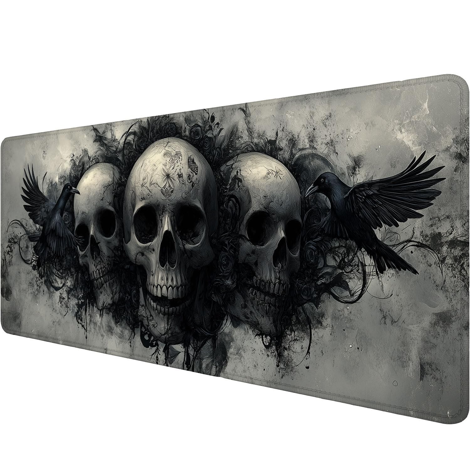 Ghost Skull Fog Desk Pad Mouse Pad Dark Skull Crow XL Mouse Pad Large Mousepa...
