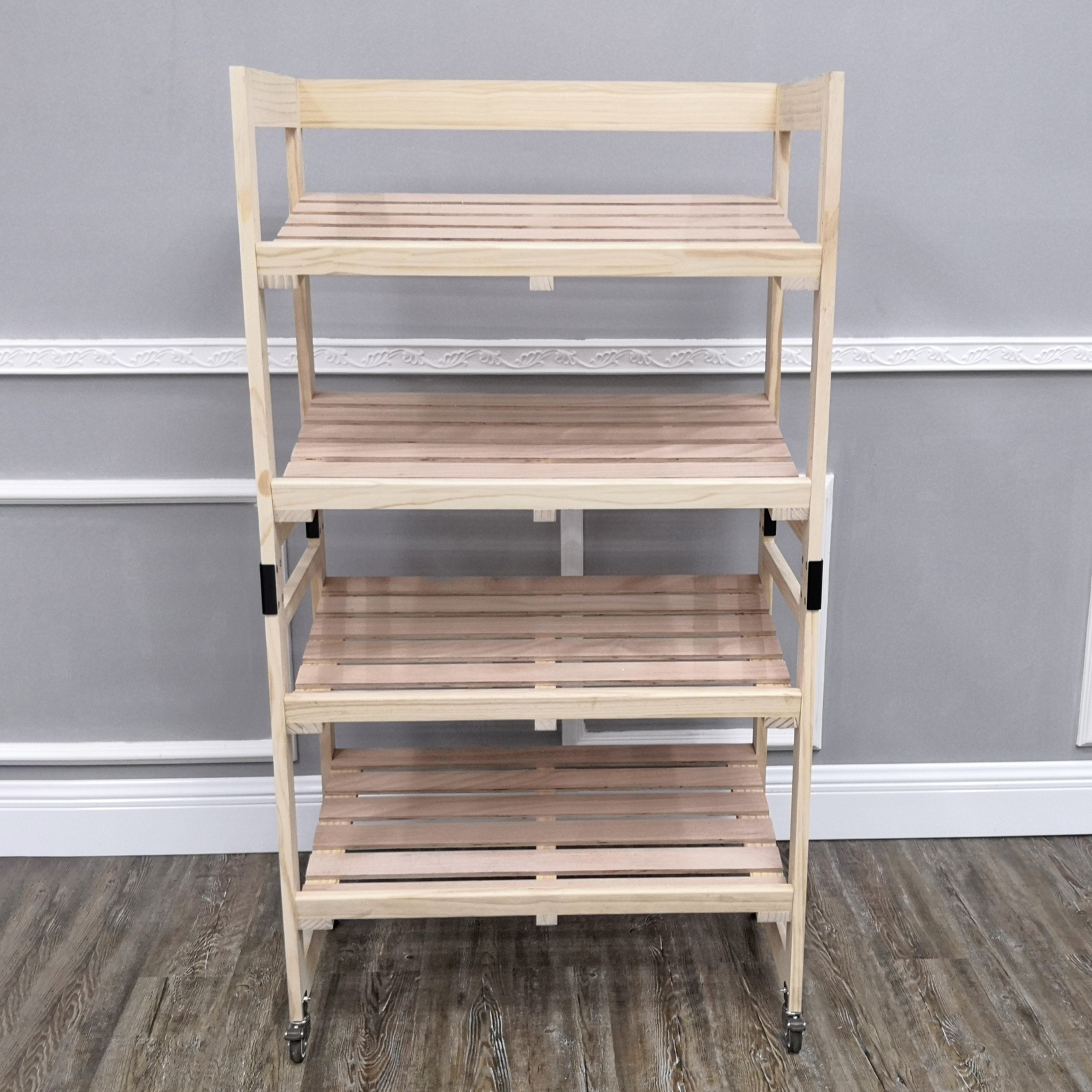 Bakery Bread Rack with Angled Shelves Wooden Display Rack Bread Store Rack