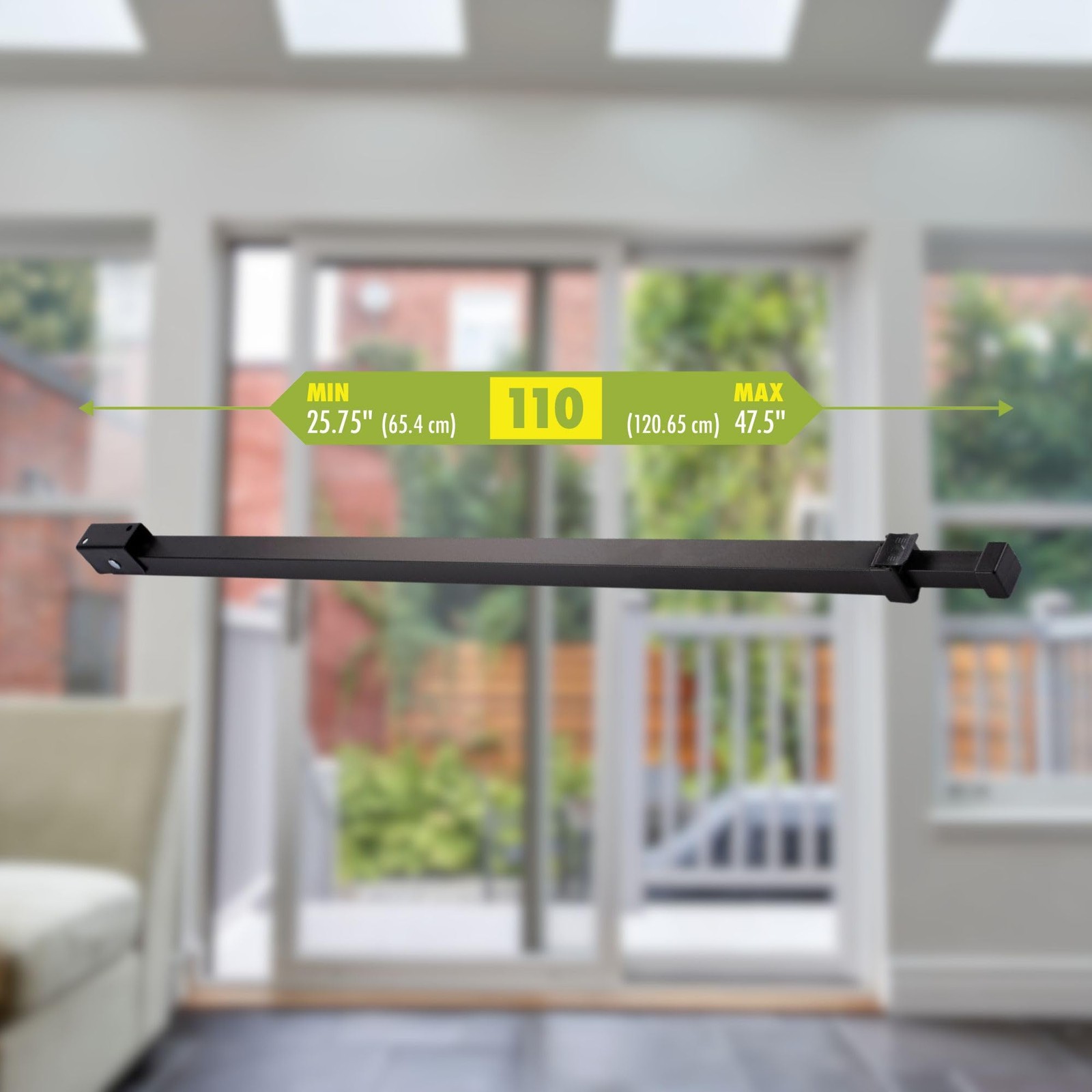 Ideal Security Sliding Patio Door Security Bar - Adjustable, Aluminum