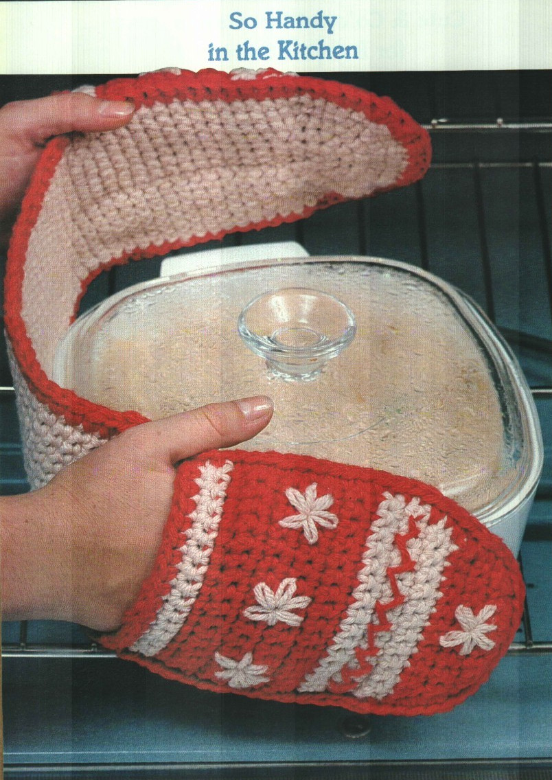 OVEN MITTS POTHOLDER KITCHEN DIGEST SIZE CROCHET PATTERN INSTRUCTIONS