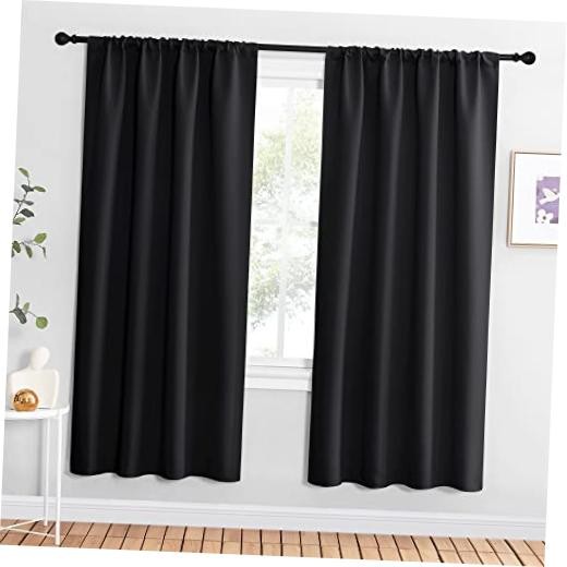 Living Roomout Shades - All Season Rod Pocket 42"W x 72"L (Pack of 2) Black