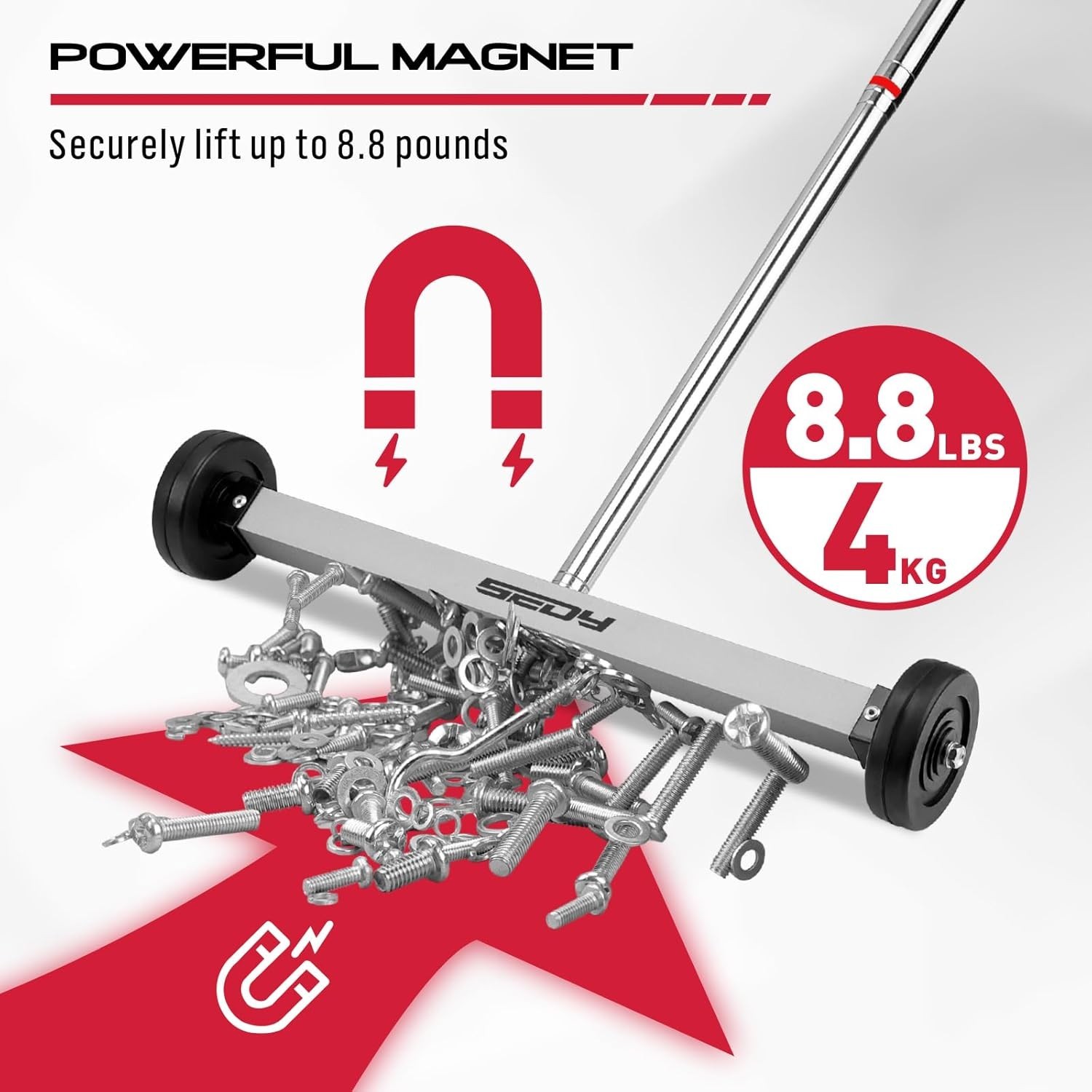Heavy-Duty 17-Inch Magnet Roller with Telescoping Handle: Ideal for Workshops