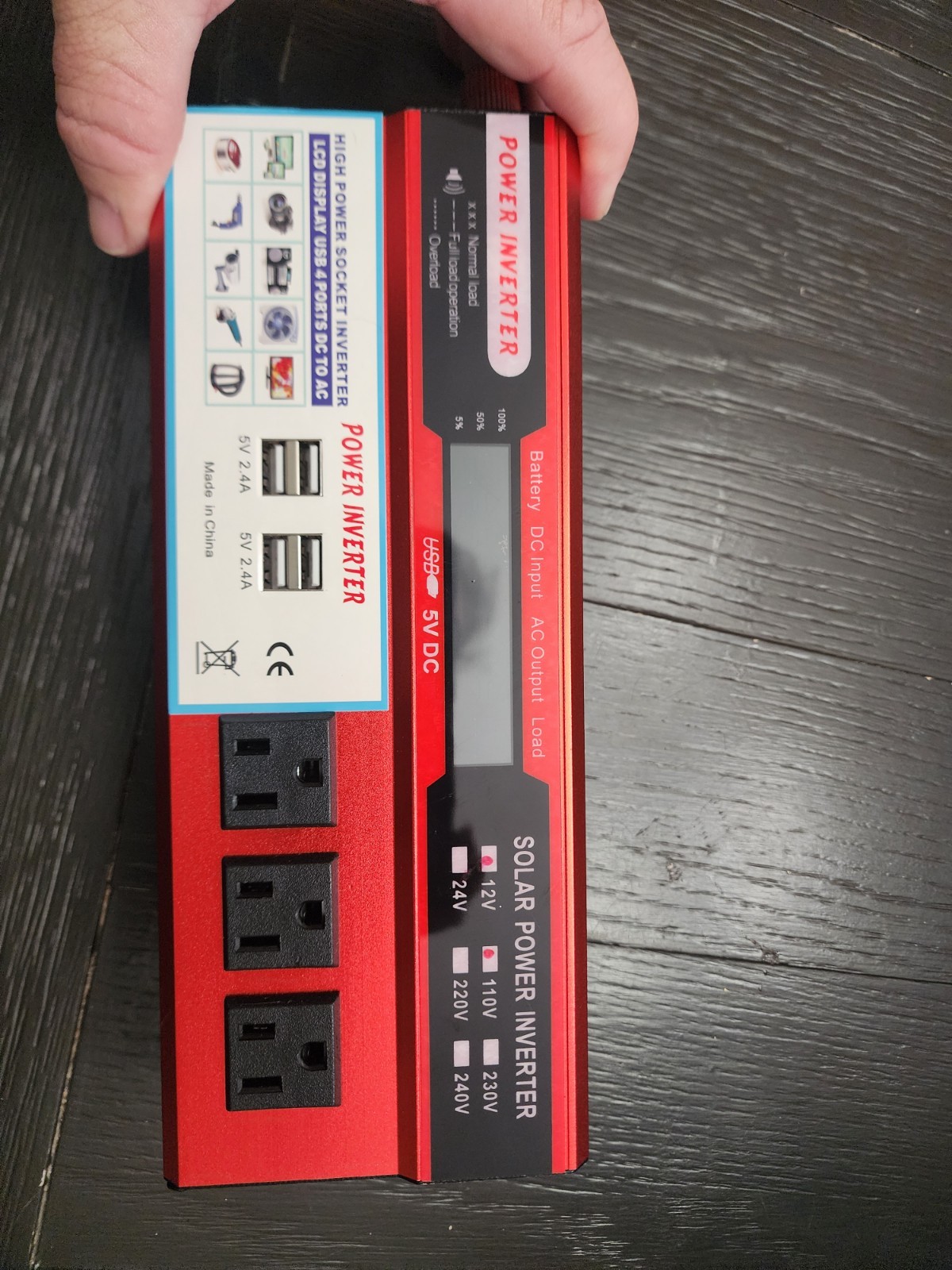 2000W Modified Sine  Car Inverter 4USB Ports LCD Digital Display Inverter US 12V