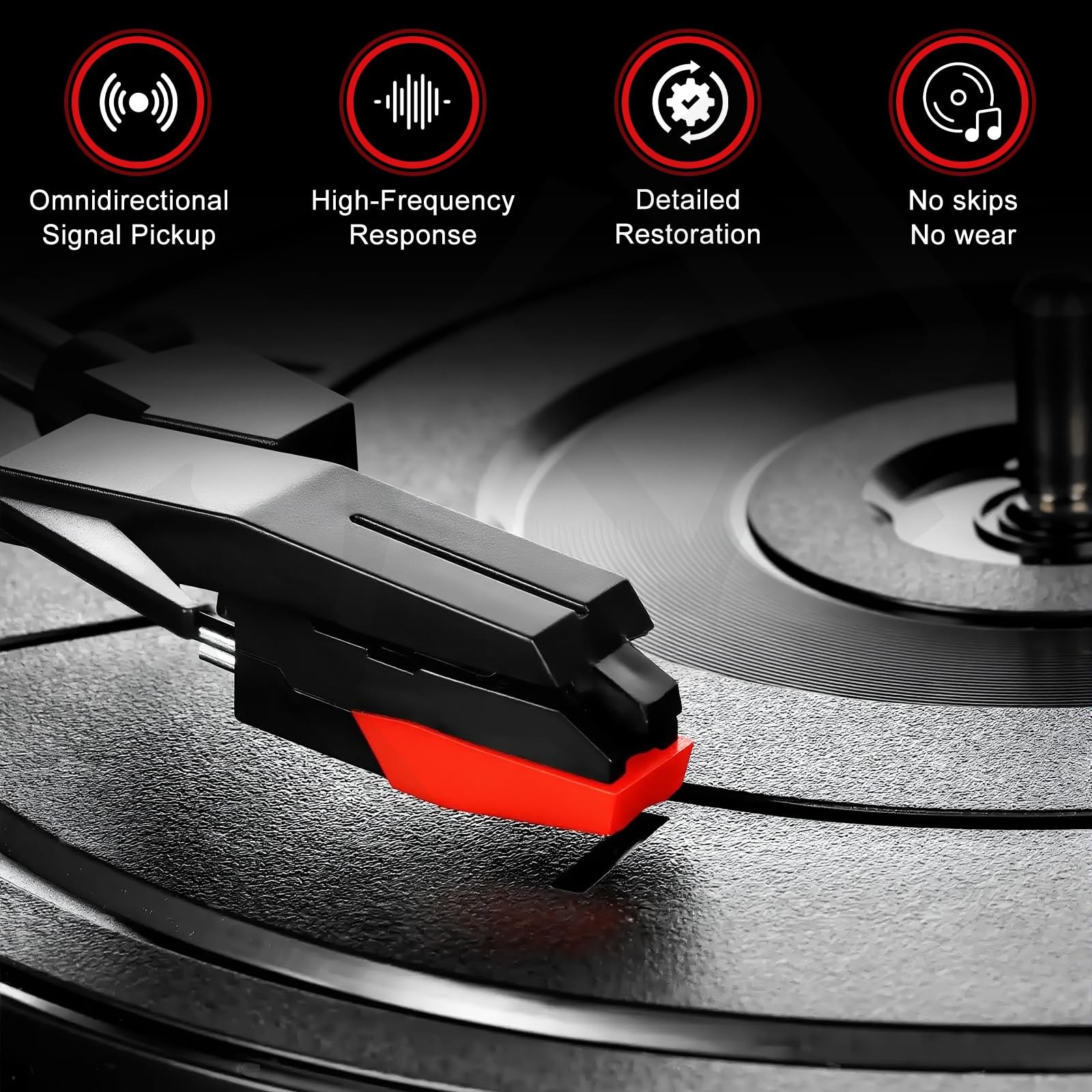 6 Pack Record Player Needle Replacement, Upgraded Vinyl Record...