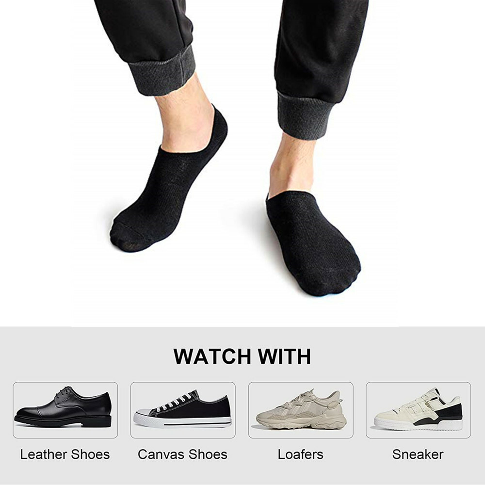 3-12 Pairs Mens No Show Invisible Nonslip Loafer Boat Cotton Low Cut White Socks