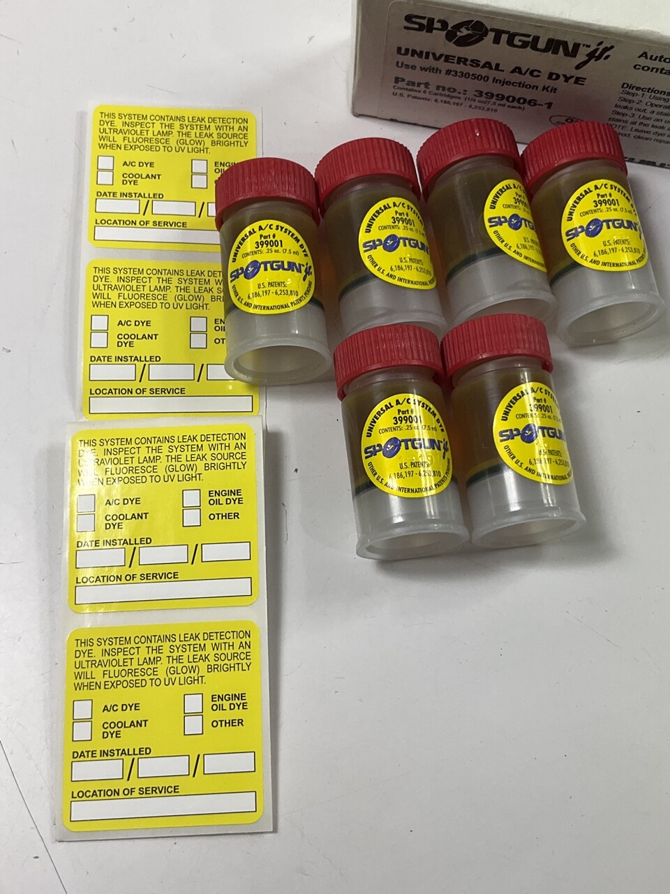 (6) CPS 399006 Spotgun A/C Dye "Single Shot" Cartridges - Leak Detection Dye