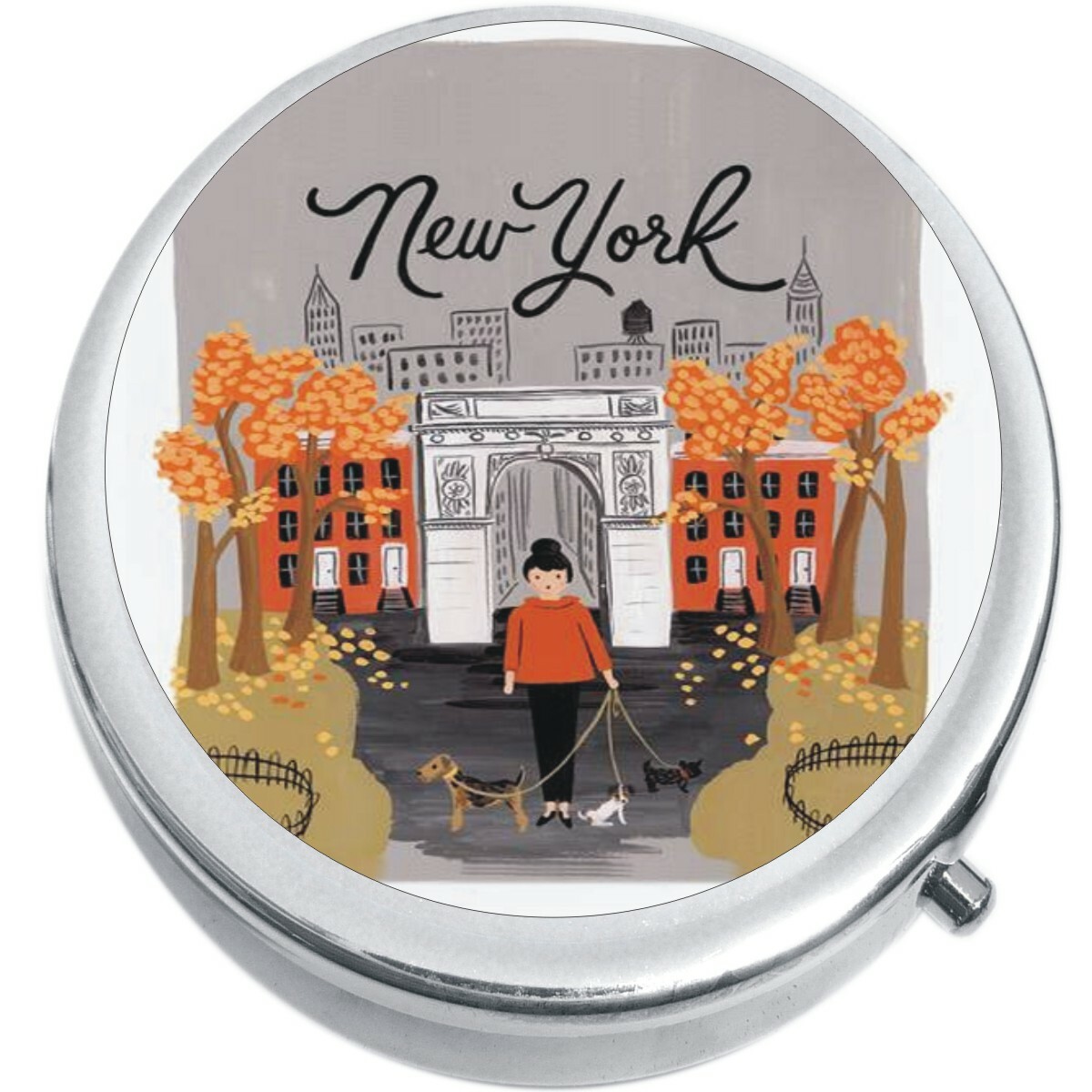 New York Fall Medicine Vitamin Compact Pill Box