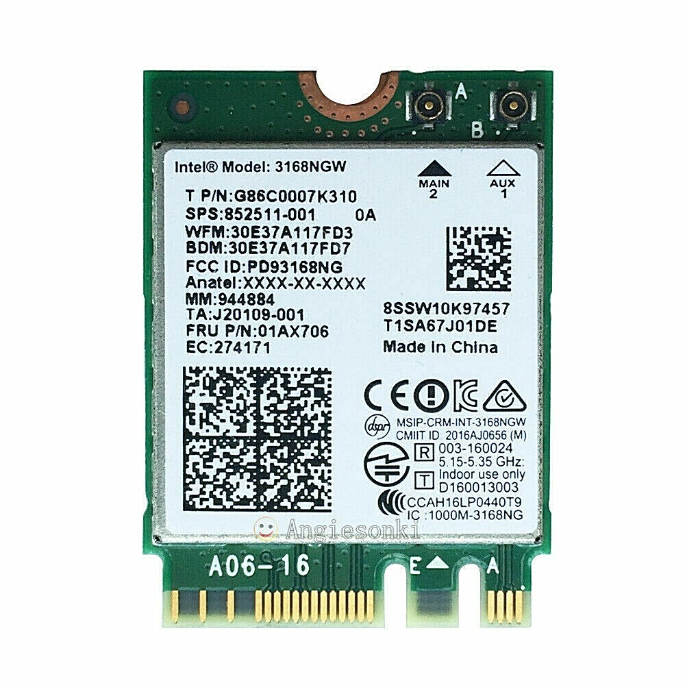 Lenovo IBM Intel Dual Band Wireless-AC 3168 3168NGW Wifi BT NGFF 01AX706 / 178