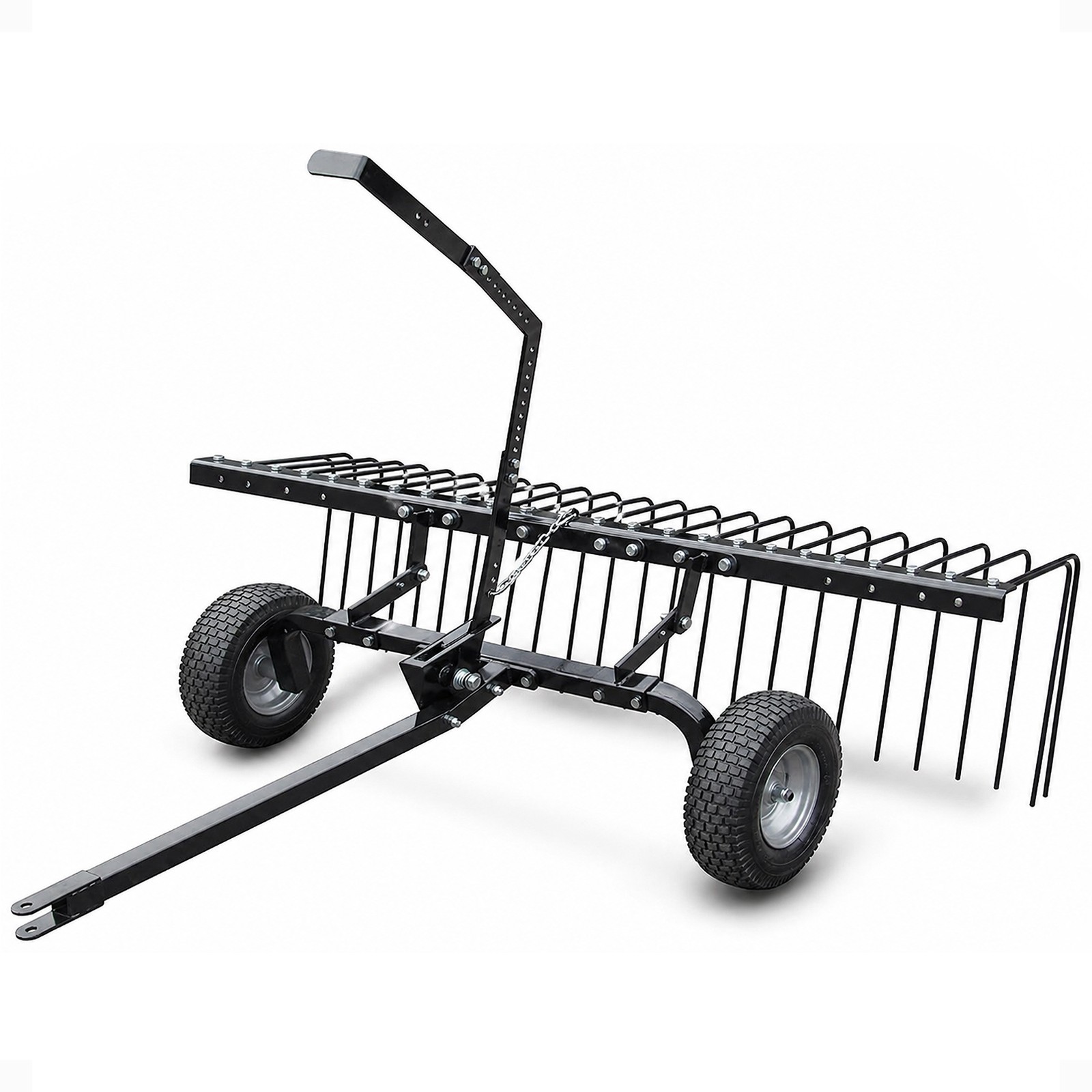 Yard Tuff 72" Pine Straw ATV Tow Behind Steel Landscape Rake w/Wheels & Handle