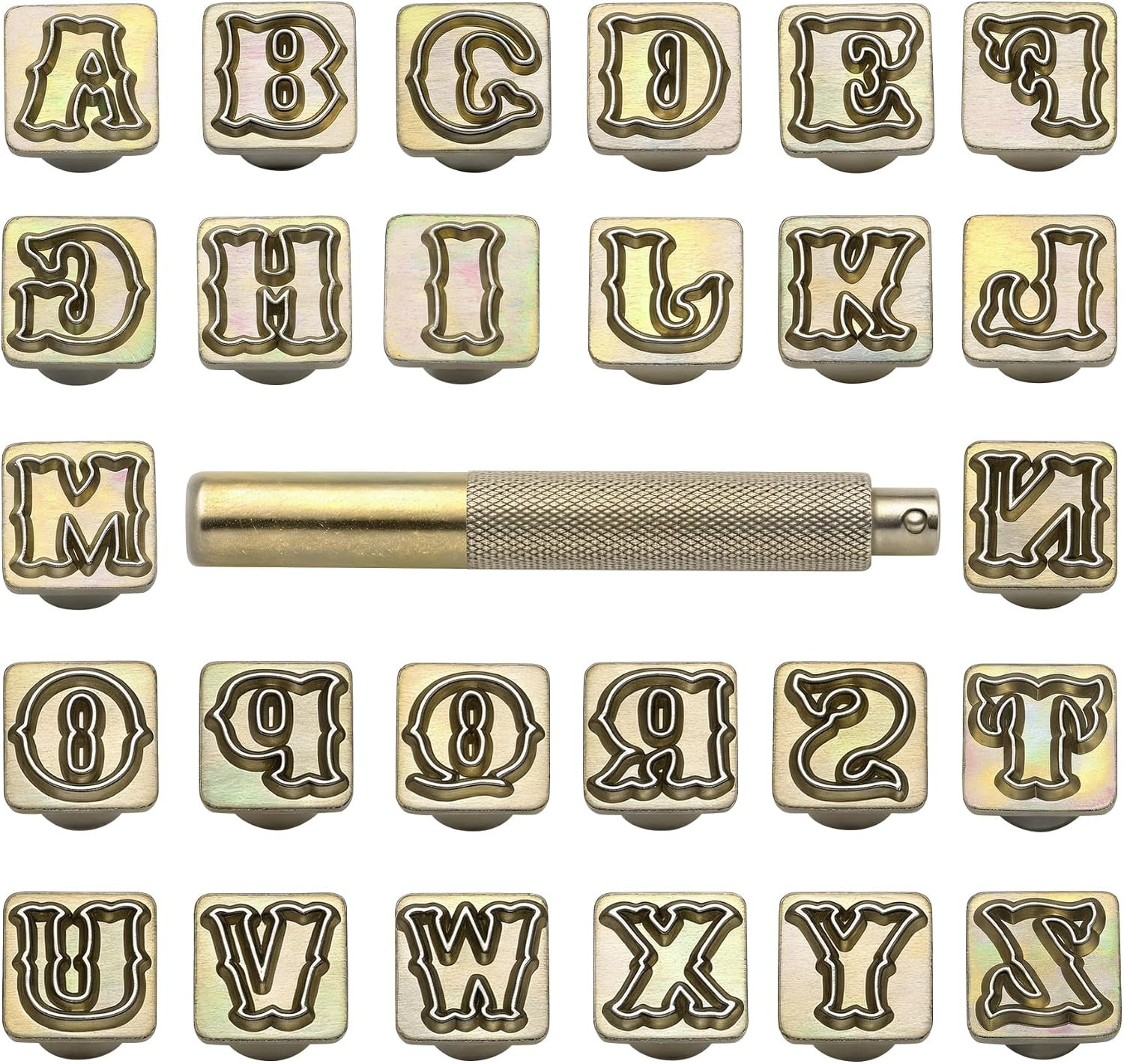 27 Pcs Letters Leather Stamp Kit for Leather Working, 1/2” / 13Mm | 26 Initials
