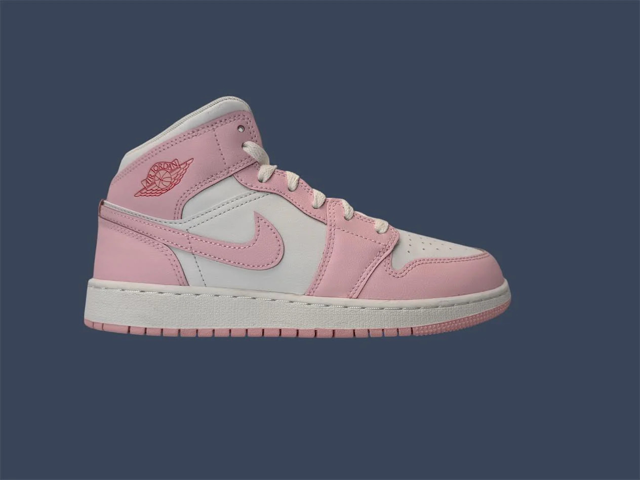 Youth Nike Air Jordan 1 Mid (GS) Pink Foam/White-Fire Red DQ8423-608