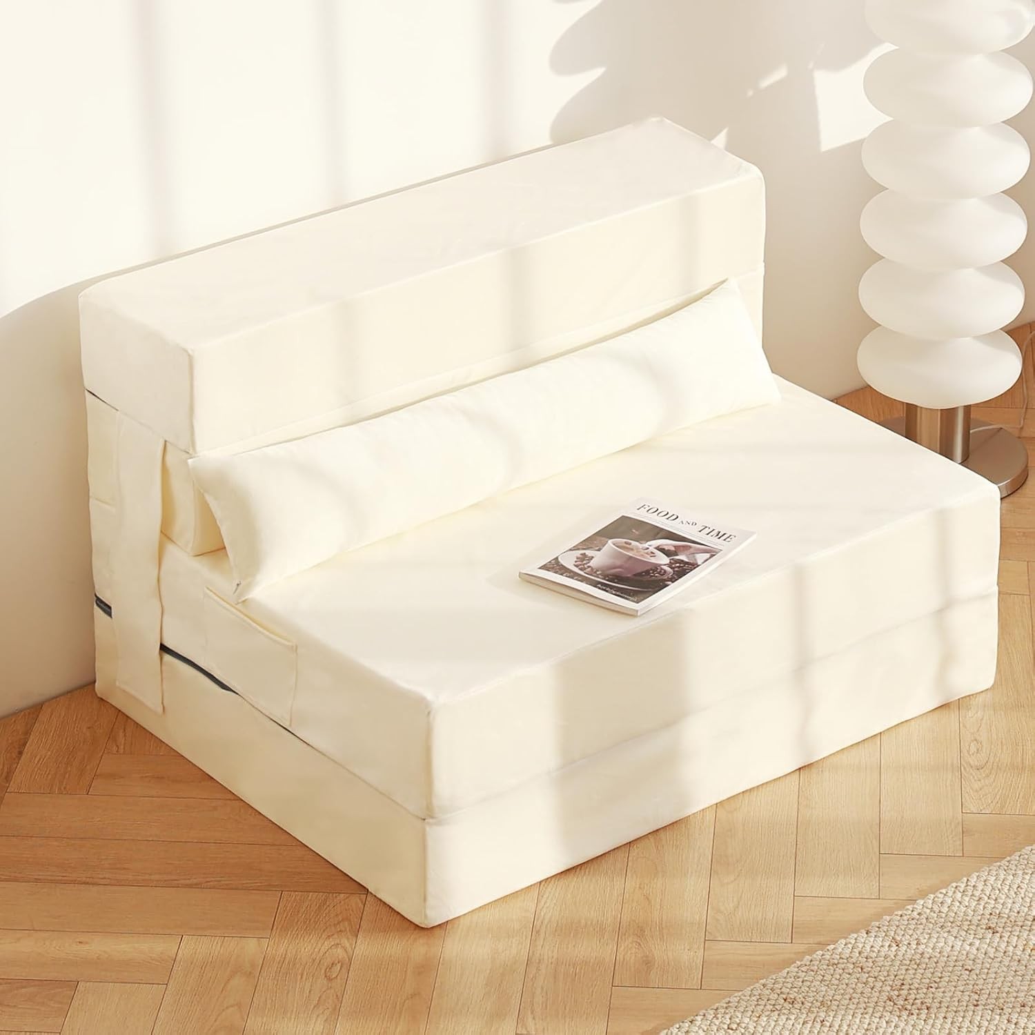 Folding Sofa Bed Couch Single Size Foldable Futon Chair W/ Pillow Folding