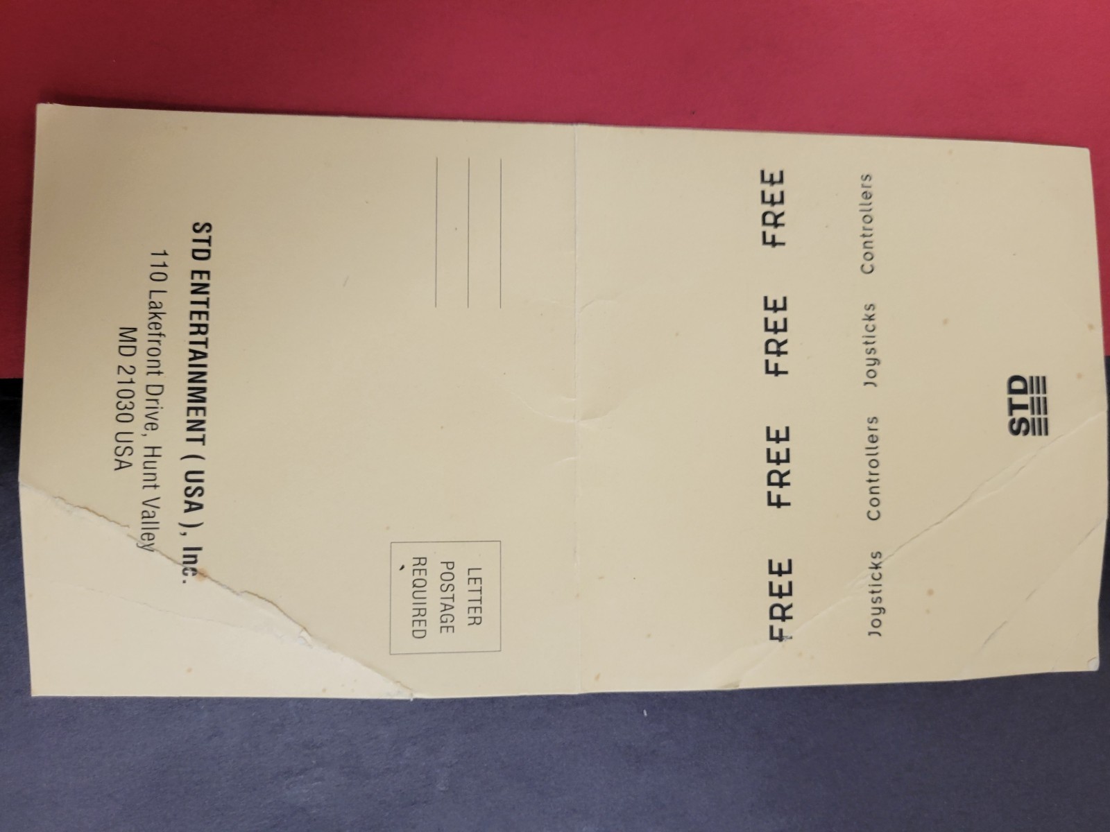 STD Product Registration ProPad Mail In Card ONLY Insert Authentic Booklet