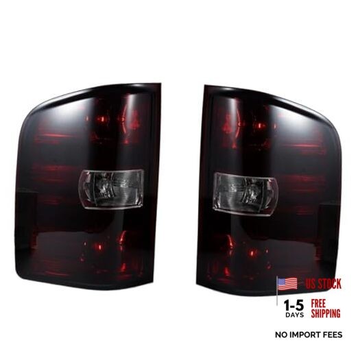 Tail Lights compatible with 2007-2014 Chevy Silverado Dark Red Without Bulbs