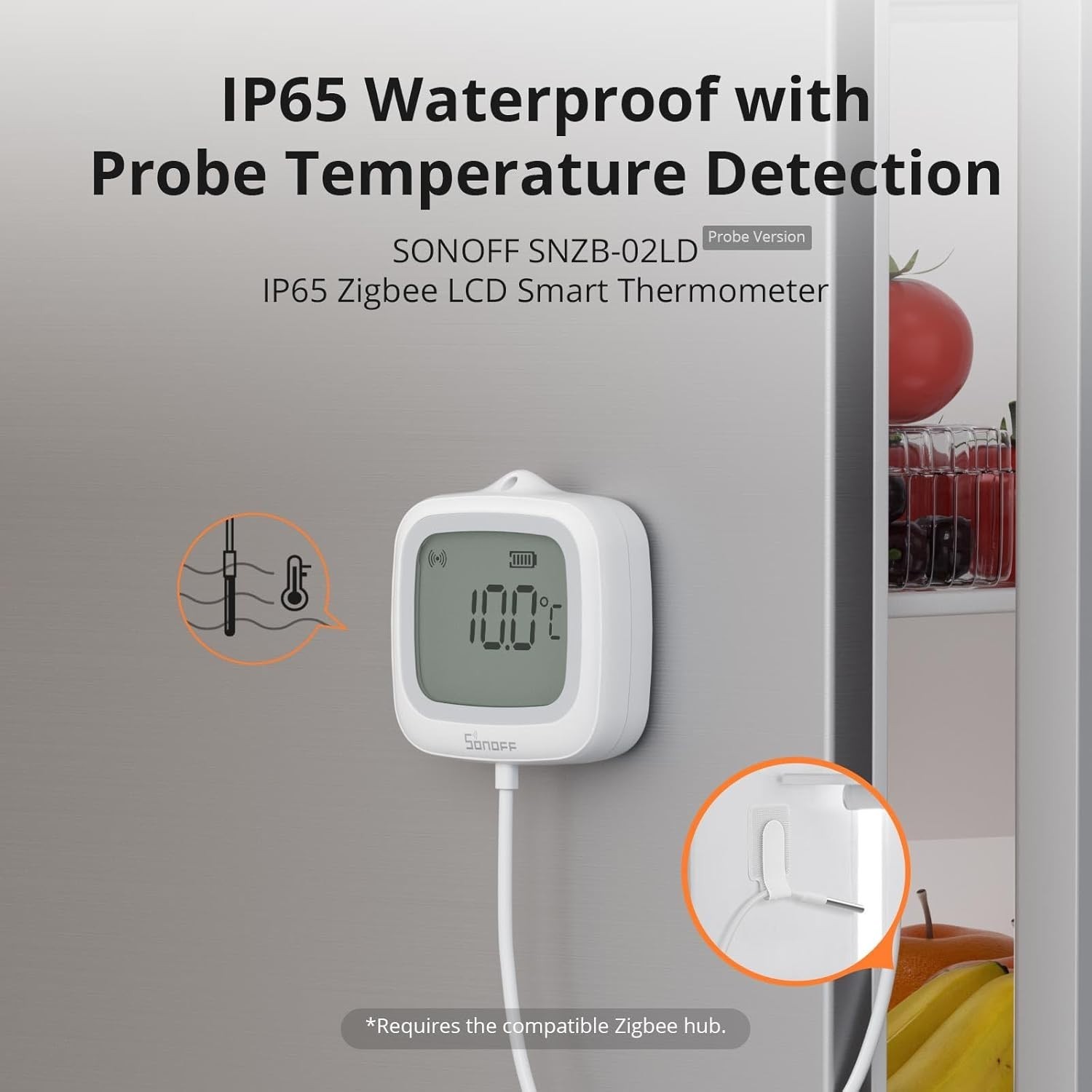 Smart Home-Compatible Zigbee Temperature Sensor - Waterproof & App Monitored