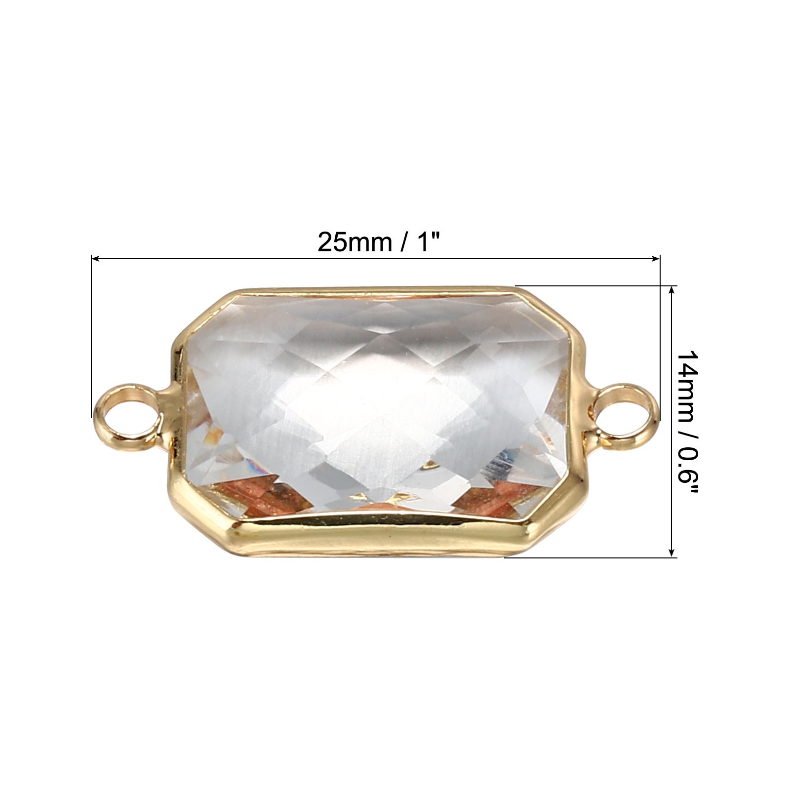 Birthstone Connector Link, 10Pcs Diamond Links Rectangle, White